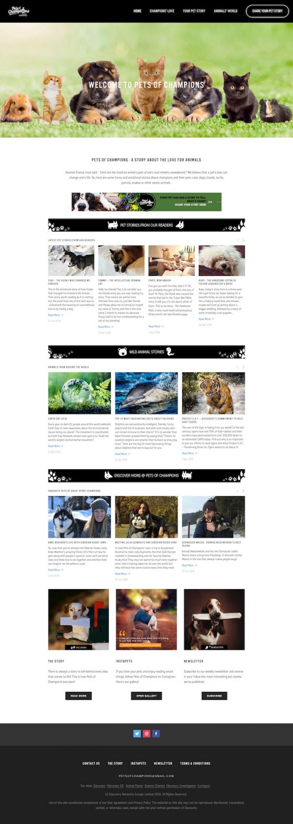 Pets of Champions - homepage